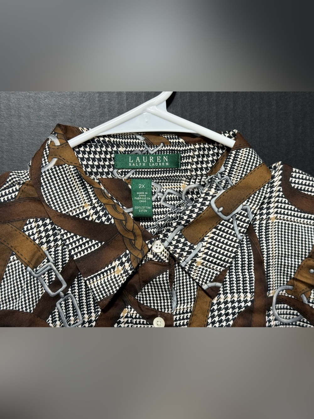 🍄VINTAGE LAUREN Ralph Lauren Equestrian Themed Button-up Blouse - Picture 3 of 12